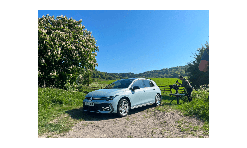 Image of the Volkswagen Golf GTE Mk8.5 on a video shoot